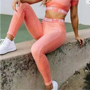 Gymshark Women's Pink Leggings Flex Seamless Coral Pants Stretch Workout XS
